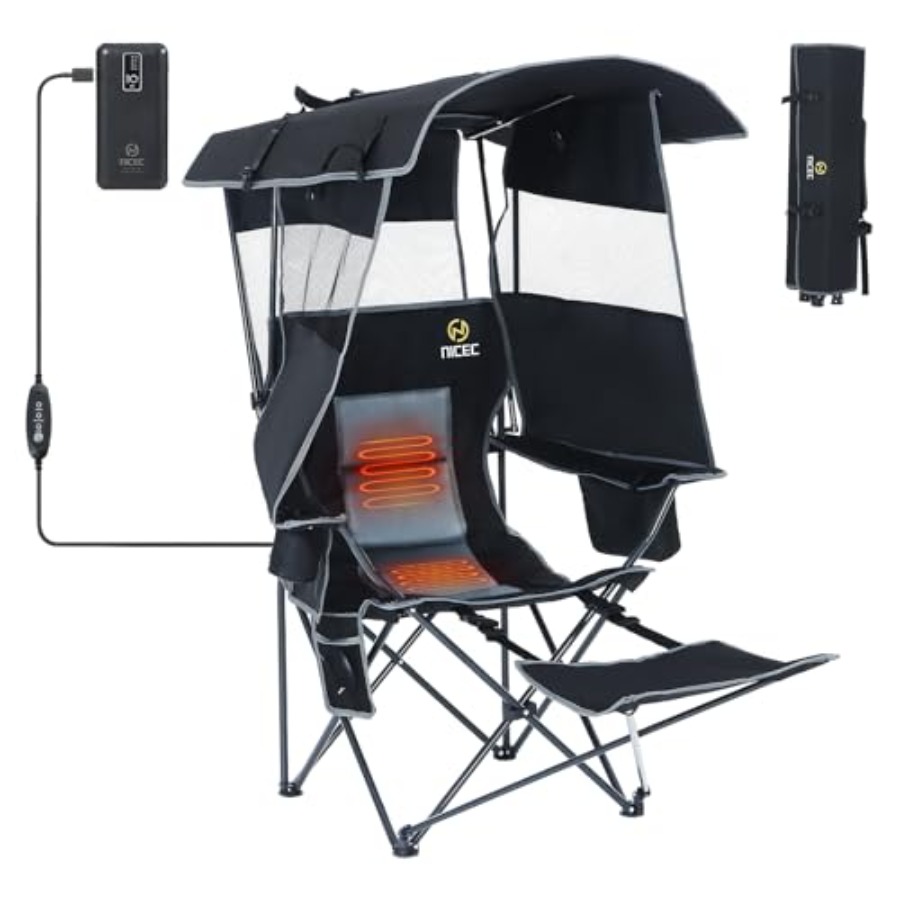 Outdoor Sports Umbrella - Chair with Canopy, Heated Camping Chair