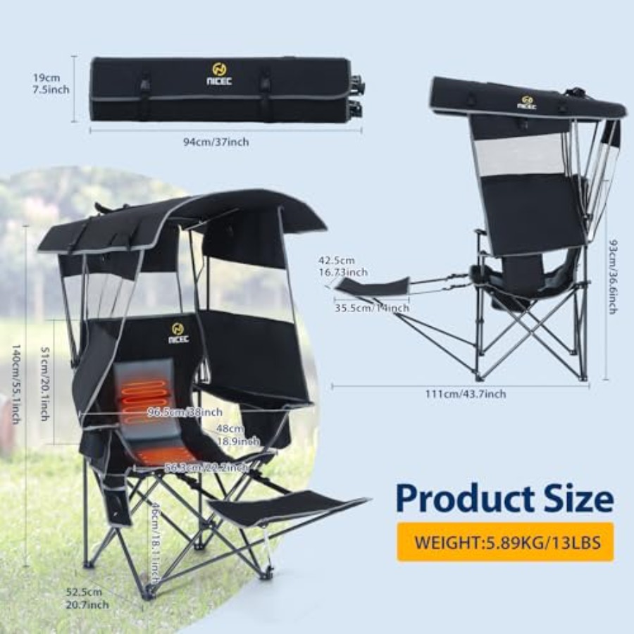 Chair with Canopy, Heated Camp - Outdoor Sports Umbrella ulasan dan harga