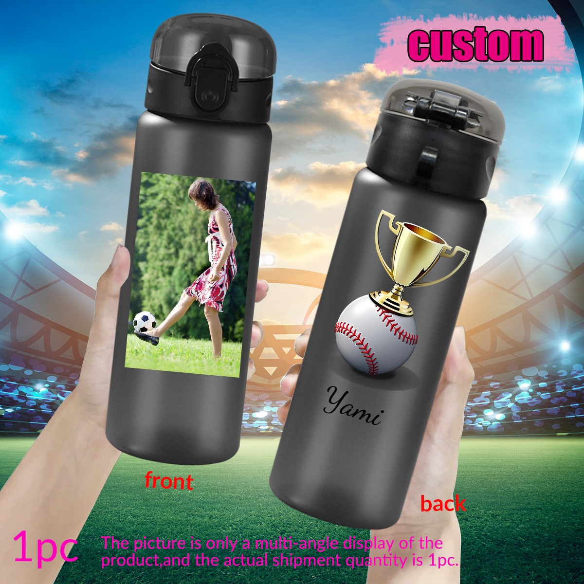 1pc custom photo name 780ml/26 - Outdoor Sport Name ulasan dan harga